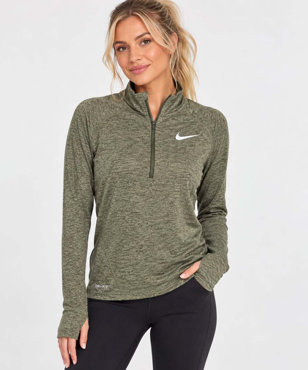 Nike Running Dri-FIT Women’s Medium Olive Green Heathered Quarter Zip Pullover